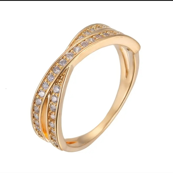 Stainless Steel Elegant Fashion Cross Zircon Ring For Women Charms Jewelry. - Picture 2 of 4